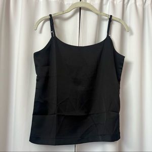 New Black Satin Minimalist Cami Sleeveless Business Casual Tank Top Size Small